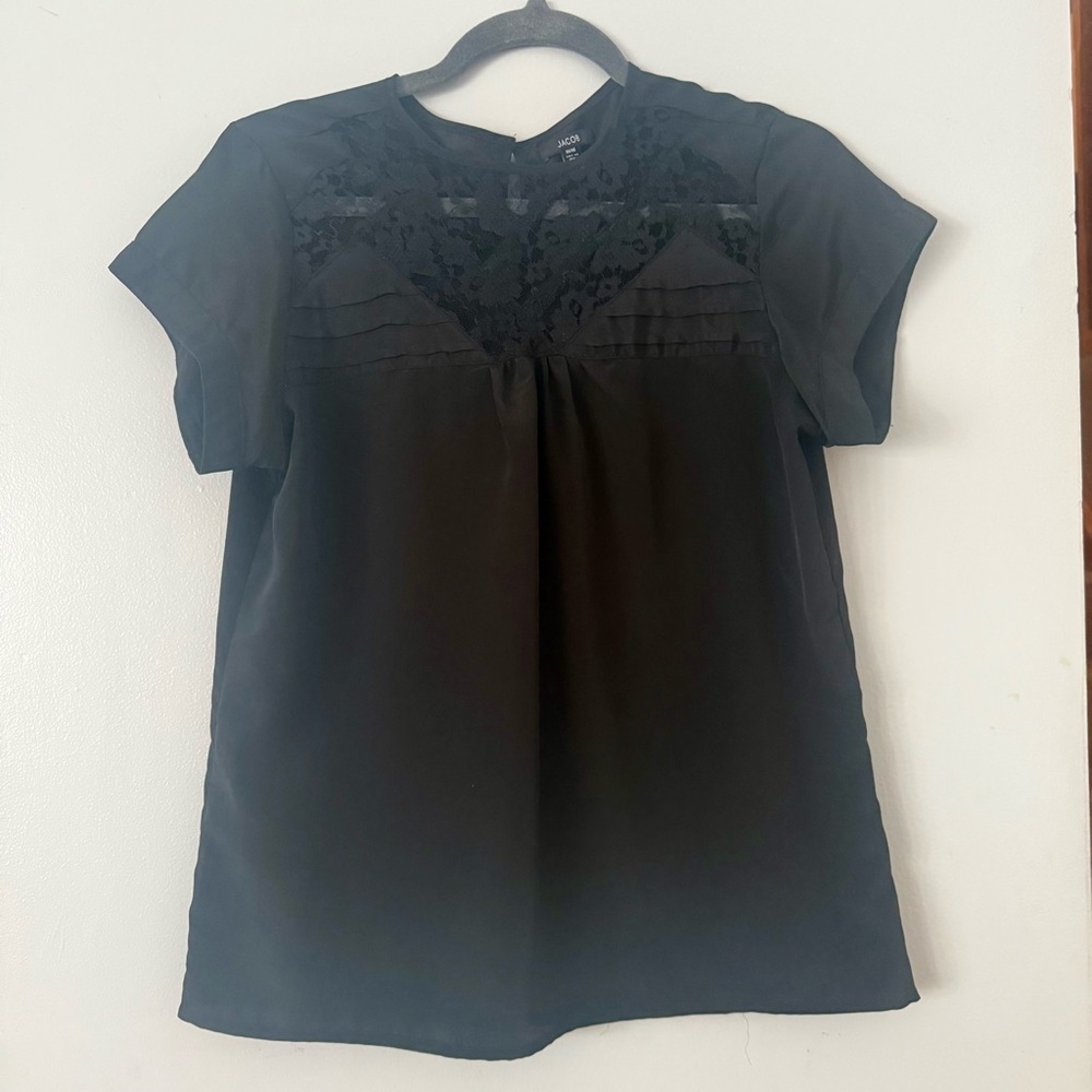 Jacob Black Lace Blouse Satin Look